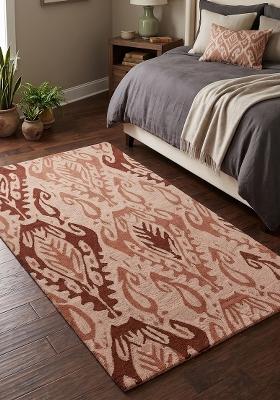 Saffron Rugs Hand Tufted Terracotta Geometric Transitional Rectangular Wool Area Rug