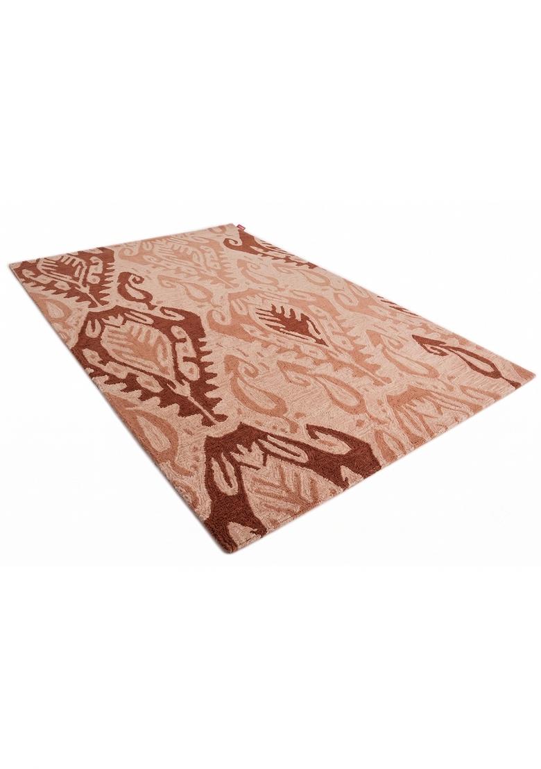 Saffron Rugs Hand Tufted Terracotta Geometric Transitional Rectangular Wool Area Rug - Indya