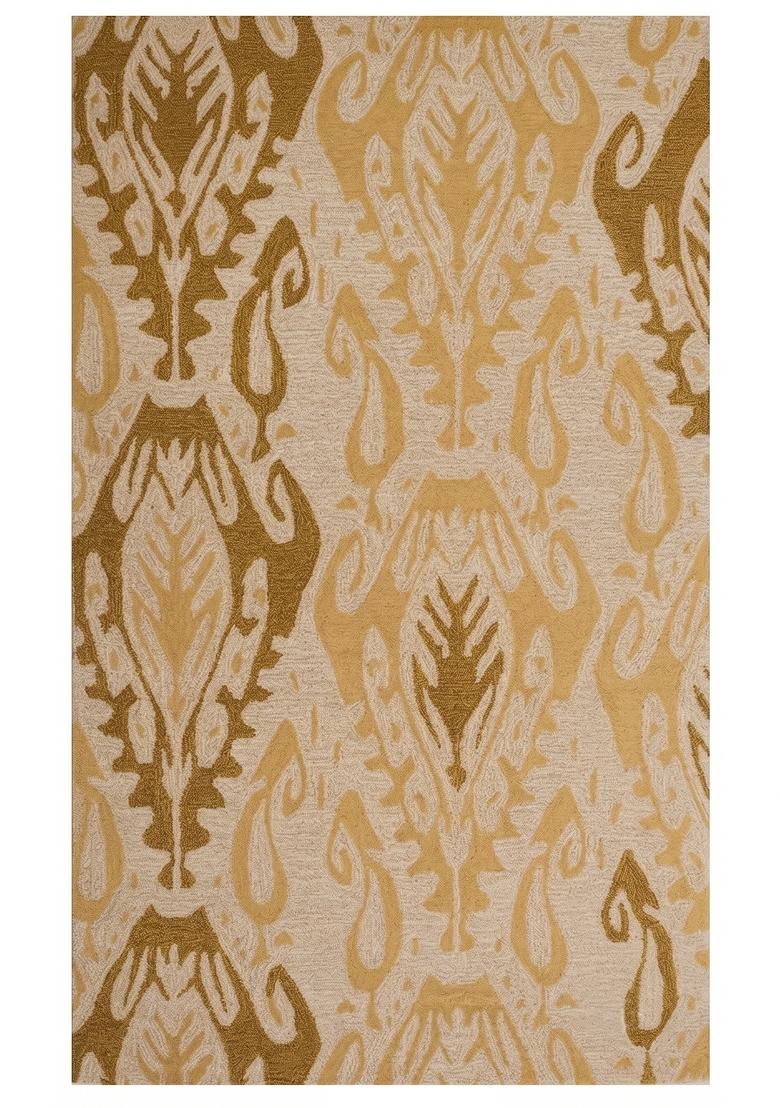 Saffron Rugs Hand Tufted Gold Geometric Transitional Rectangular Wool Area Rug - Indya
