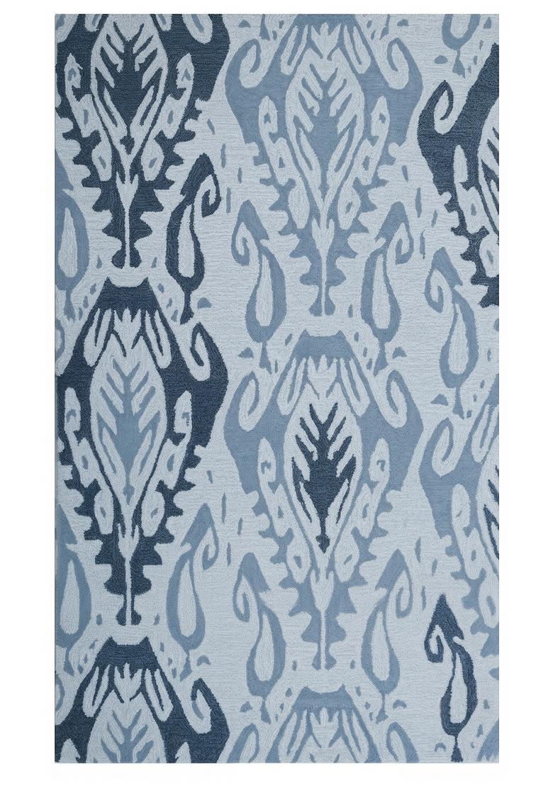 Saffron Rugs Hand Tufted Light Blue Geometric Transitional Rectangular Wool Area Rug - Indya