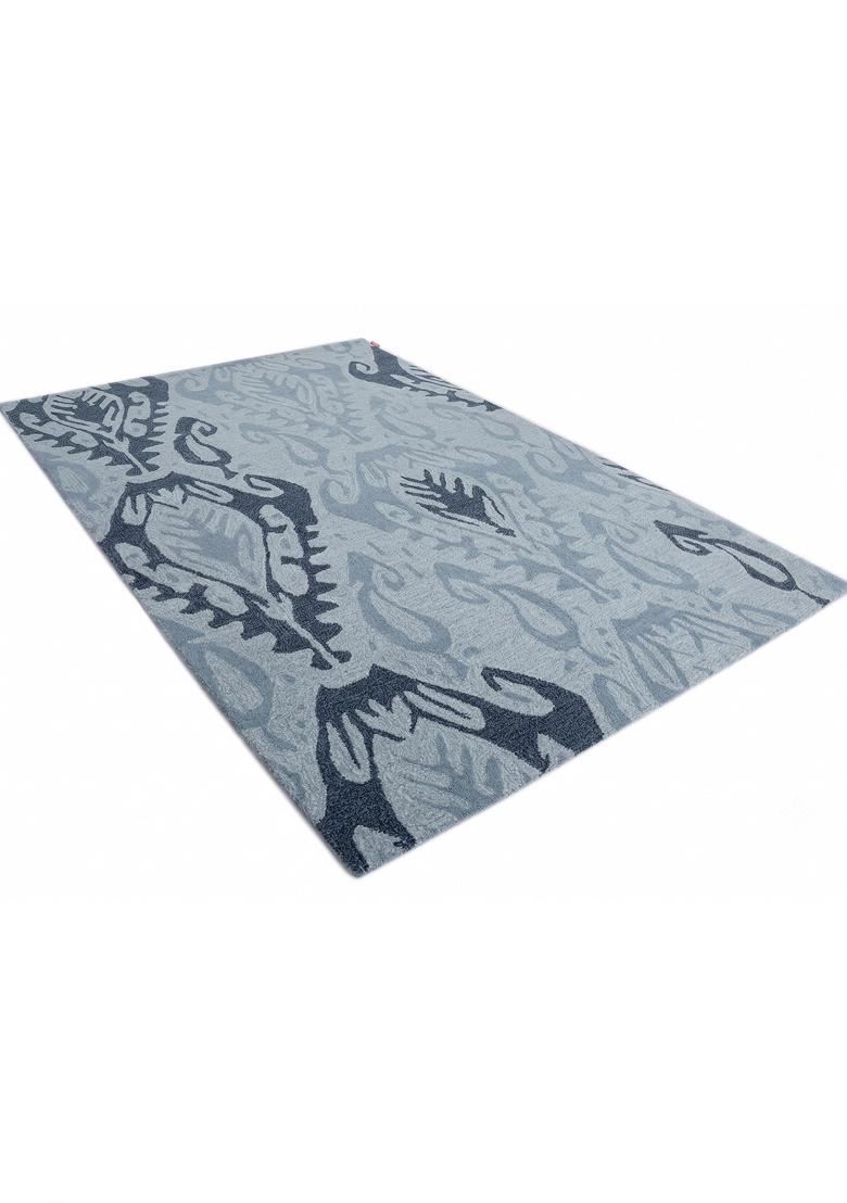 Saffron Rugs Hand Tufted Light Blue Geometric Transitional Rectangular Wool Area Rug - Indya