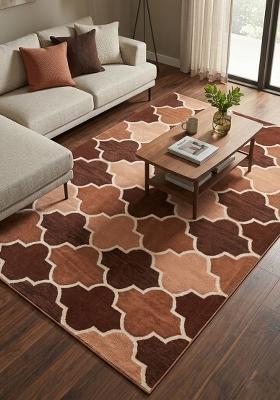 Saffron Rugs Hand Tufted Brown Trellis Moroccan Rectangular Wool Area Rug