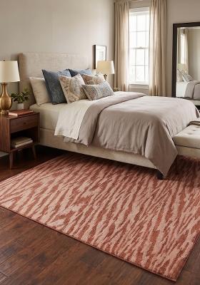 Saffron Rugs Hand Tufted Dusty Rose Moire Contemporary Rectangular Wool Area Rug