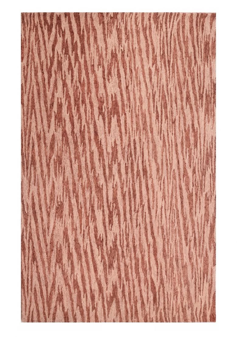 Saffron Rugs Hand Tufted Dusty Rose Moire Contemporary Rectangular Wool Area Rug - Indya