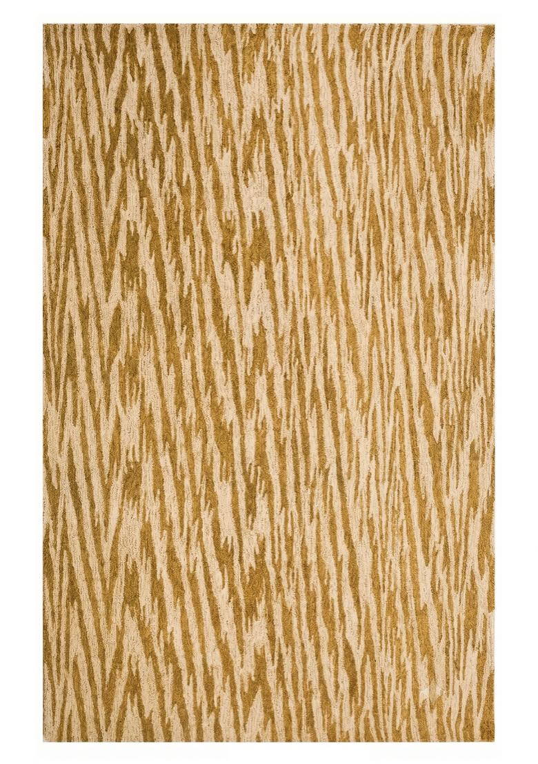 Saffron Rugs Hand Tufted Golden Beige Moire Contemporary Rectangular Wool Area Rug - Indya
