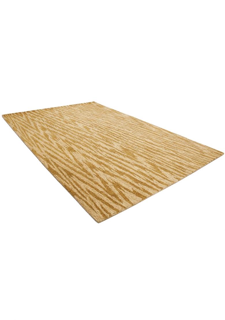 Saffron Rugs Hand Tufted Golden Beige Moire Contemporary Rectangular Wool Area Rug - Indya