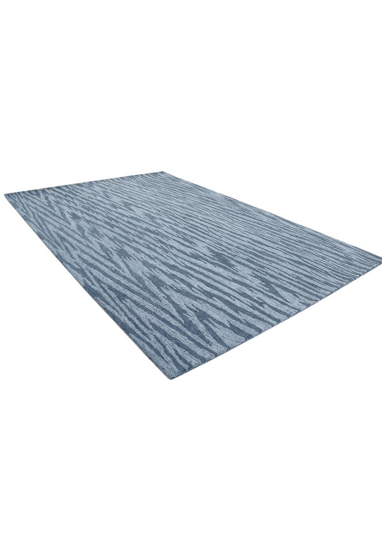 Saffron Rugs Hand Tufted Steel Blue Moire Contemporary Rectangular Wool Area Rug - Indya