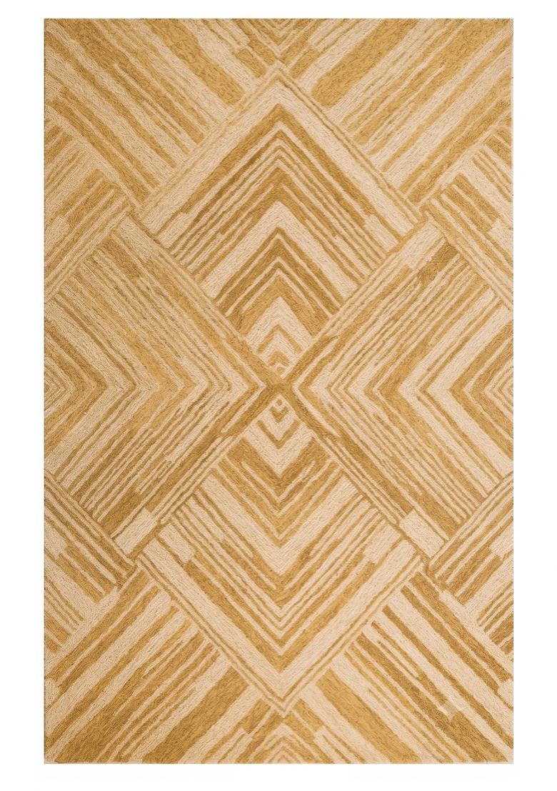 Saffron Rugs Hand Tufted Gold Geometric Contemporary Rectangular Wool Area Rug - Indya