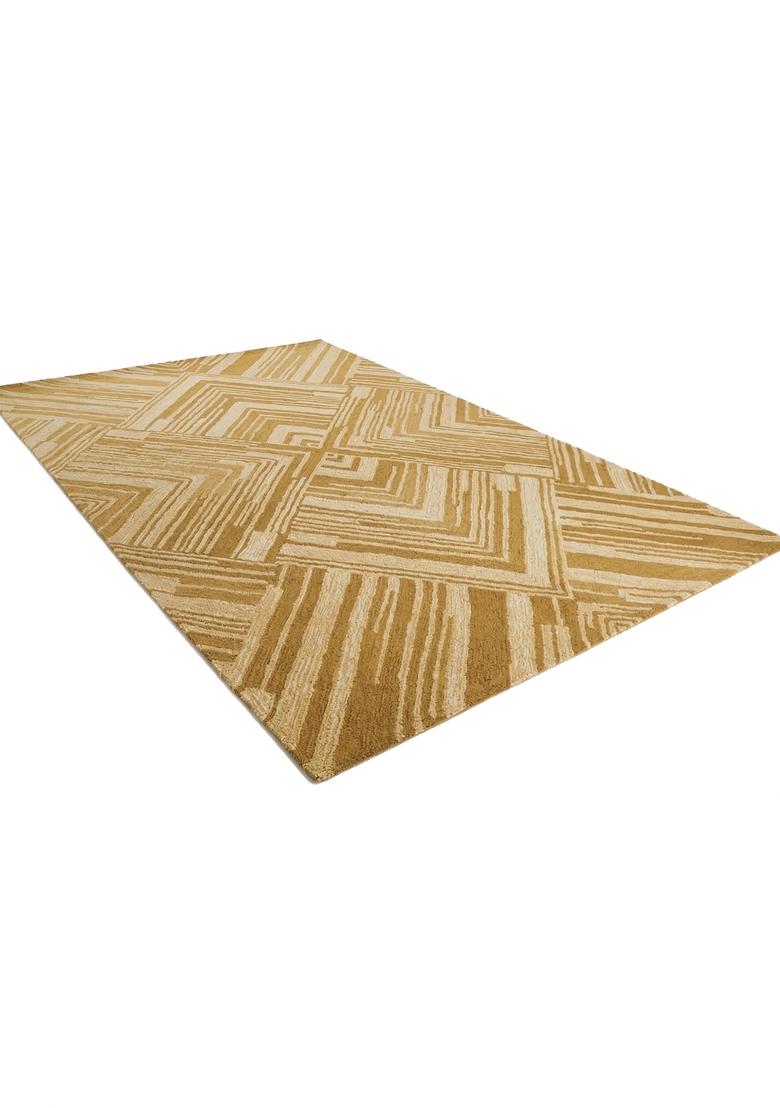 Saffron Rugs Hand Tufted Gold Geometric Contemporary Rectangular Wool Area Rug - Indya