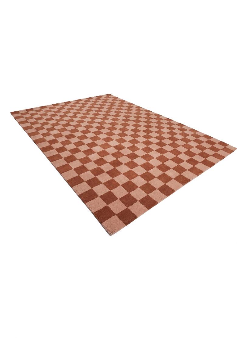 Saffron Rugs Hand Tufted Terracotta Checkered Contemporary Rectangular Wool Area Rug - Indya