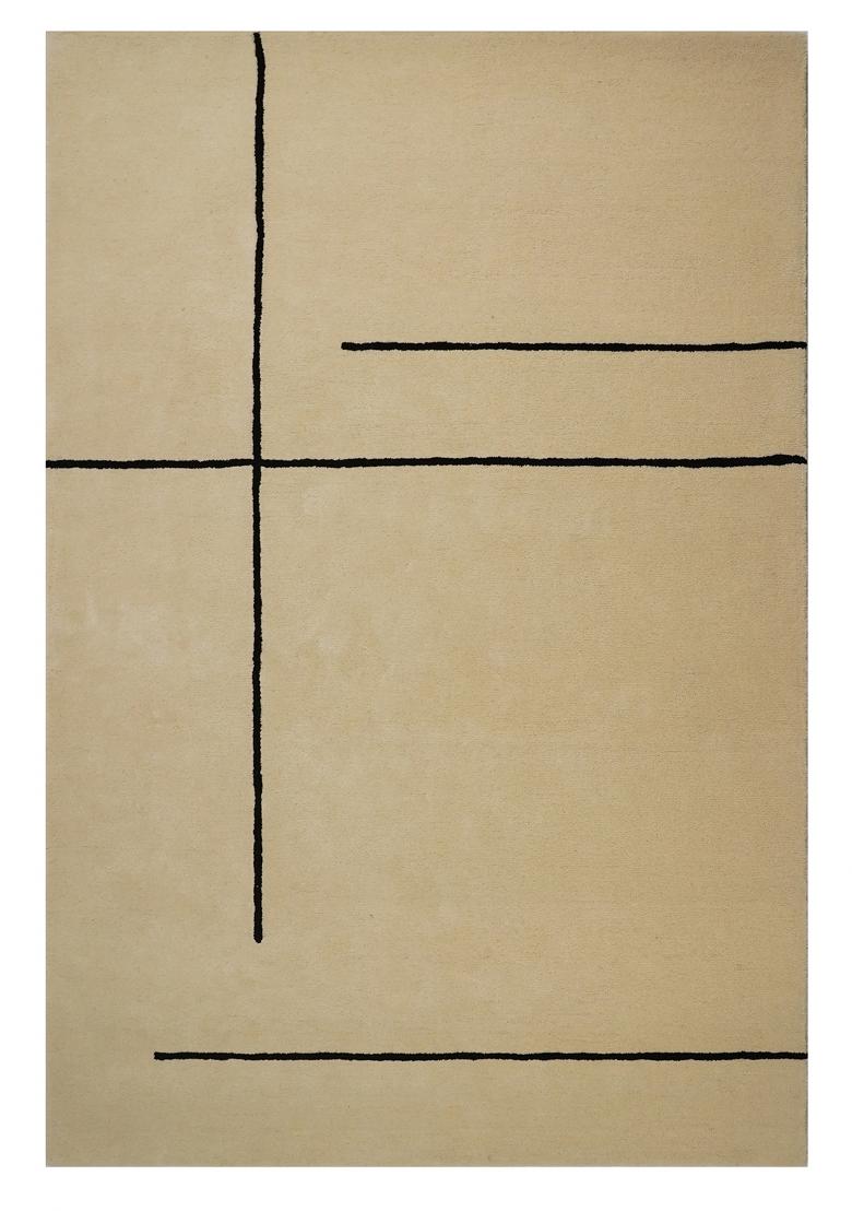Saffron Rugs Hand Tufted Beige Geometric Modern Rectangular Wool Area Rug - Indya