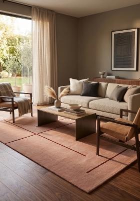 Saffron Rugs Hand Tufted Terracotta Geometric Modern Rectangular Wool Area Rug