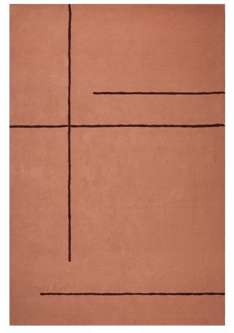 Saffron Rugs Hand Tufted Terracotta Geometric Modern Rectangular Wool Area Rug - Indya