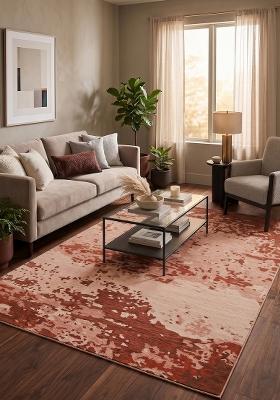 Saffron Rugs Hand Tufted Rust Terracotta Tie-Dye Contemporary Rectangular Wool Area Rug