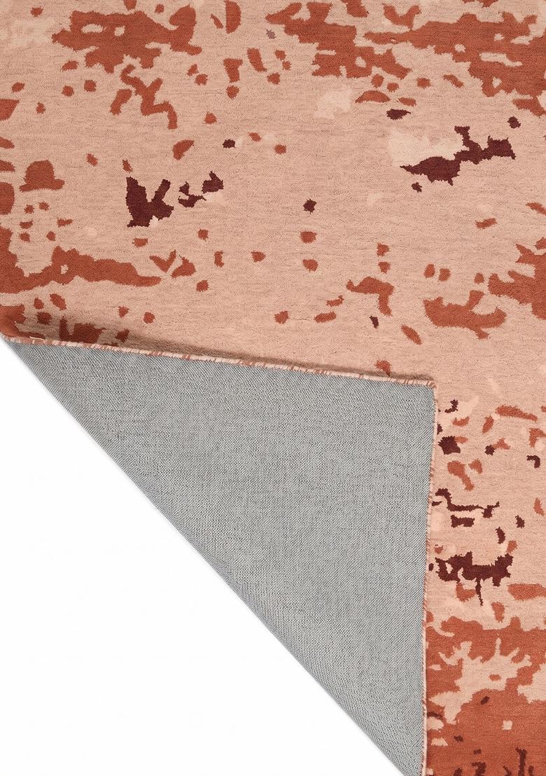 Saffron Rugs Hand Tufted Rust Terracotta Tie-Dye Contemporary Rectangular Wool Area Rug - Indya