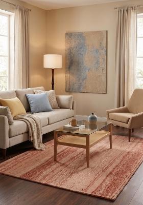 Saffron Rugs Hand Tufted Terracotta Striped Contemporary Rectangular Wool Area Rug
