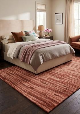Saffron Rugs Hand Tufted Rust Brown Striped Contemporary Rectangular Wool Area Rug