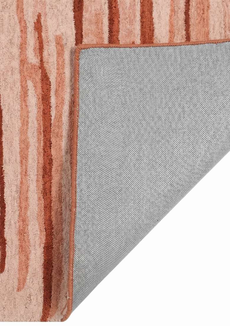 Saffron Rugs Hand-Tufted 100% Wool Area Rug | Rust Brown Rectangular Rug | Cotton Backing | Contemporary Striped Home Decor Carpet for Living Room Bedroom - Indya