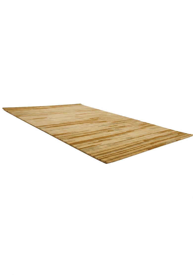Saffron Rugs Hand Tufted Tan Striped Contemporary Rectangular Wool Area Rug - Indya