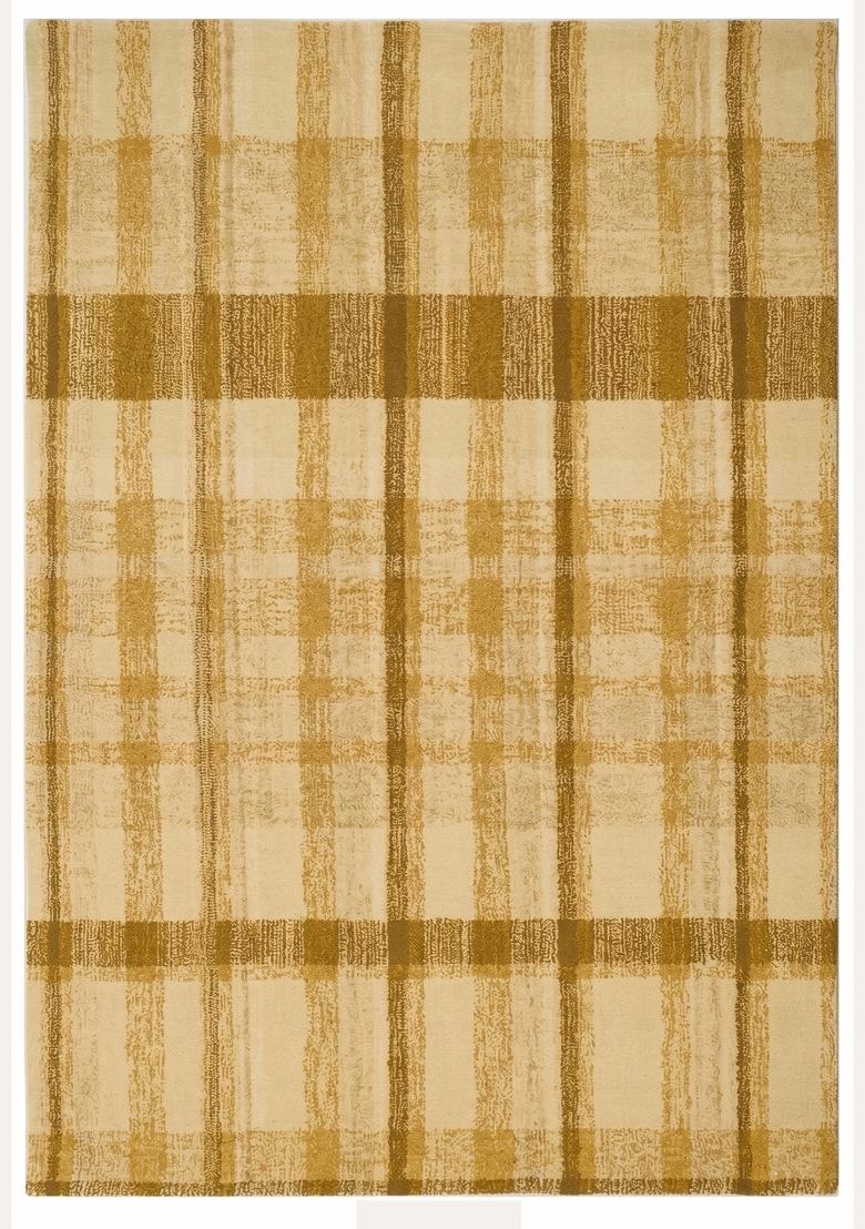Saffron Rugs Hand Tufted Beige Plaid Farmhouse Rectangular Wool Area Rug - Indya