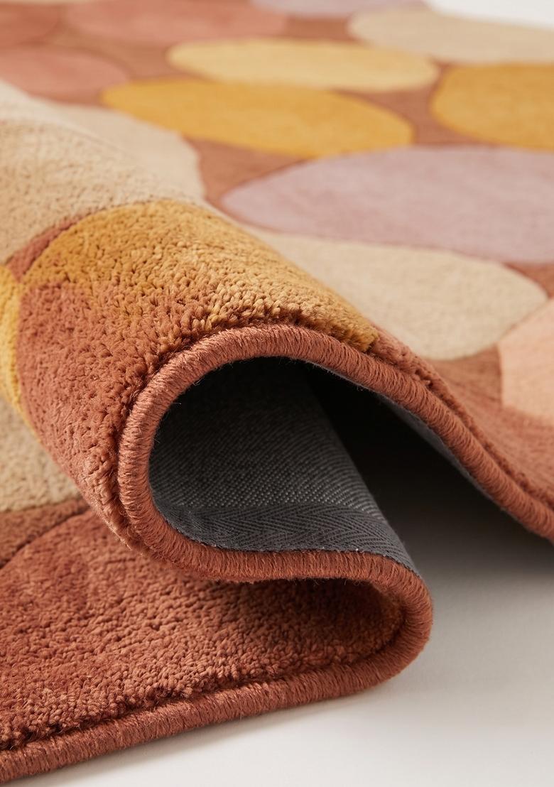 Saffron Rugs Hand Tufted Terracotta Multicolor Geometric Contemporary Rectangular Wool Area Rug - Indya
