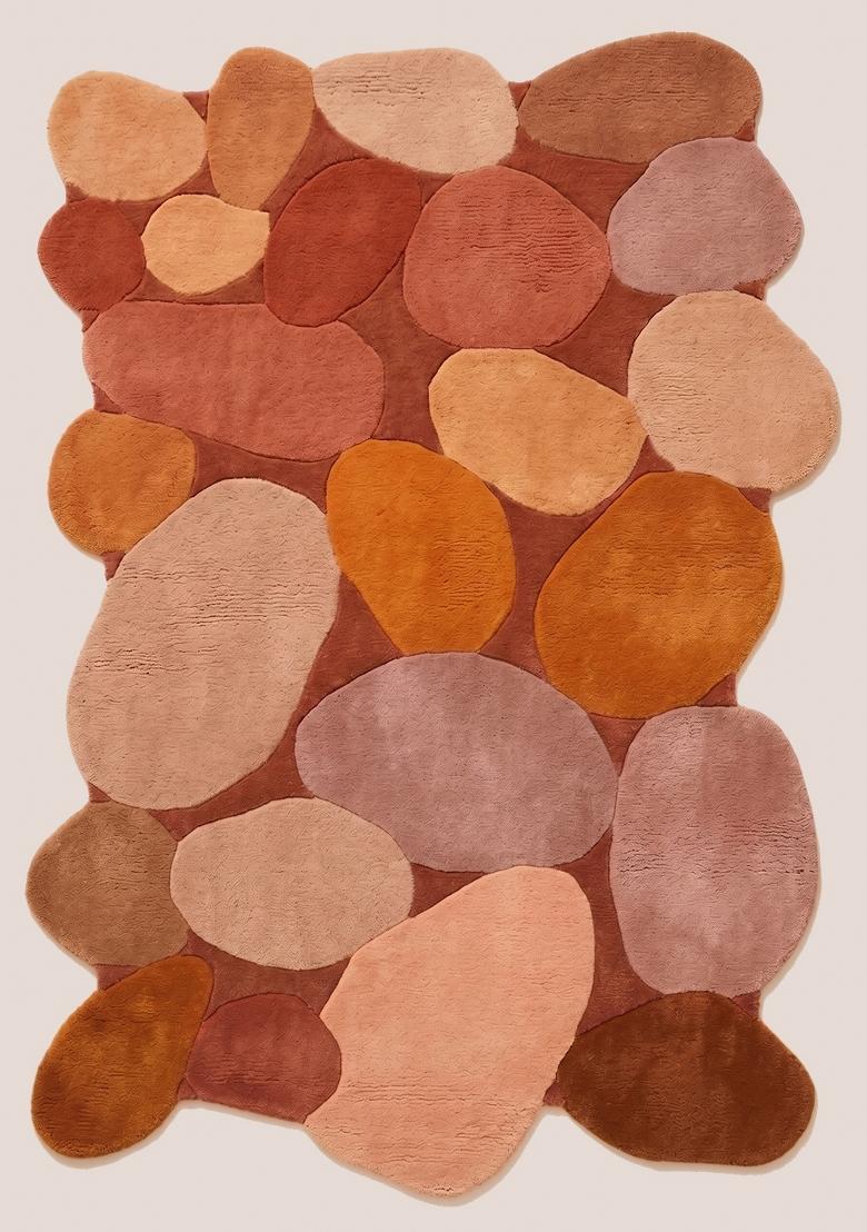 Saffron Rugs Hand Tufted Terracotta Geometric Contemporary Rectangular Wool Area Rug - Indya
