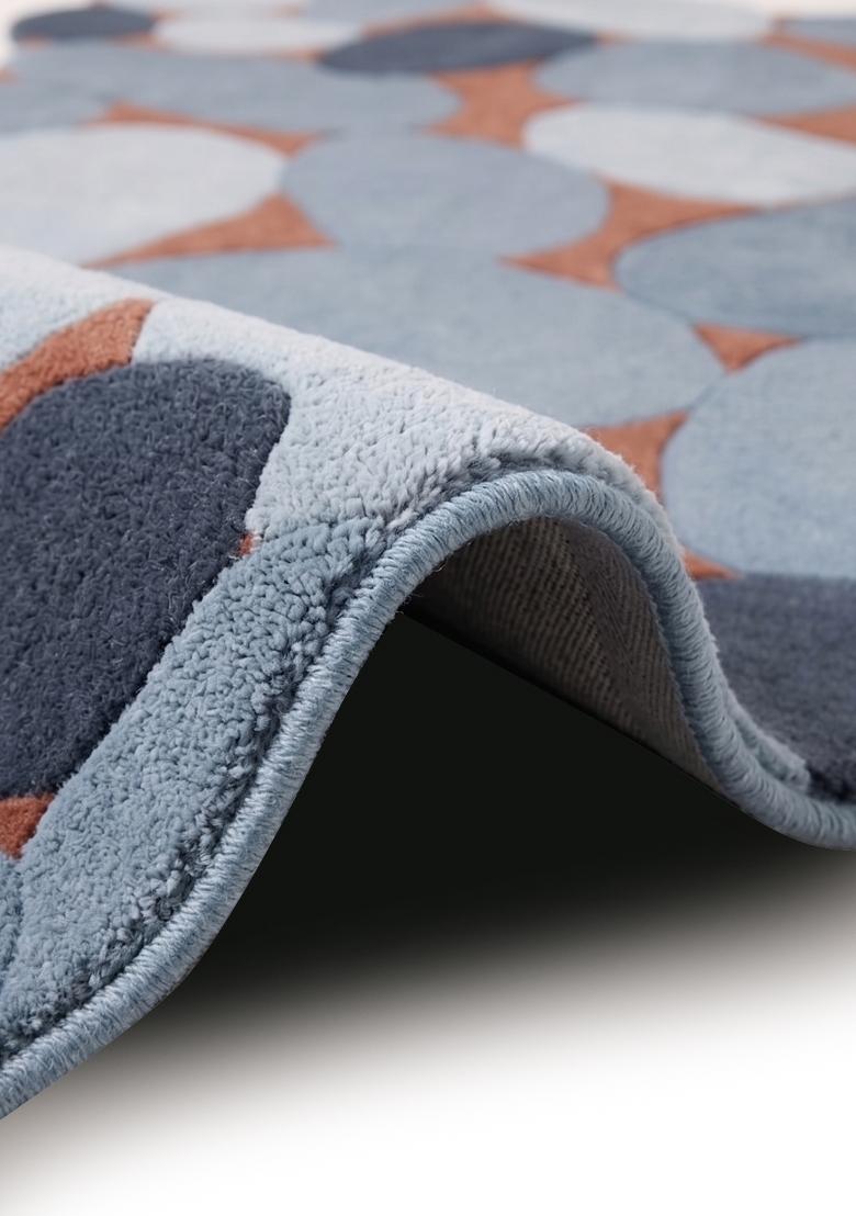 Saffron Rugs Hand Tufted Steel Blue Geometric Contemporary Rectangular Wool Area Rug - Indya