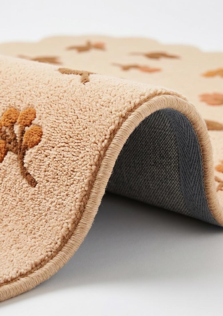 Saffron Rugs Hand Tufted Peach Floral Cottage Scalloped Wool Area Rug - Indya