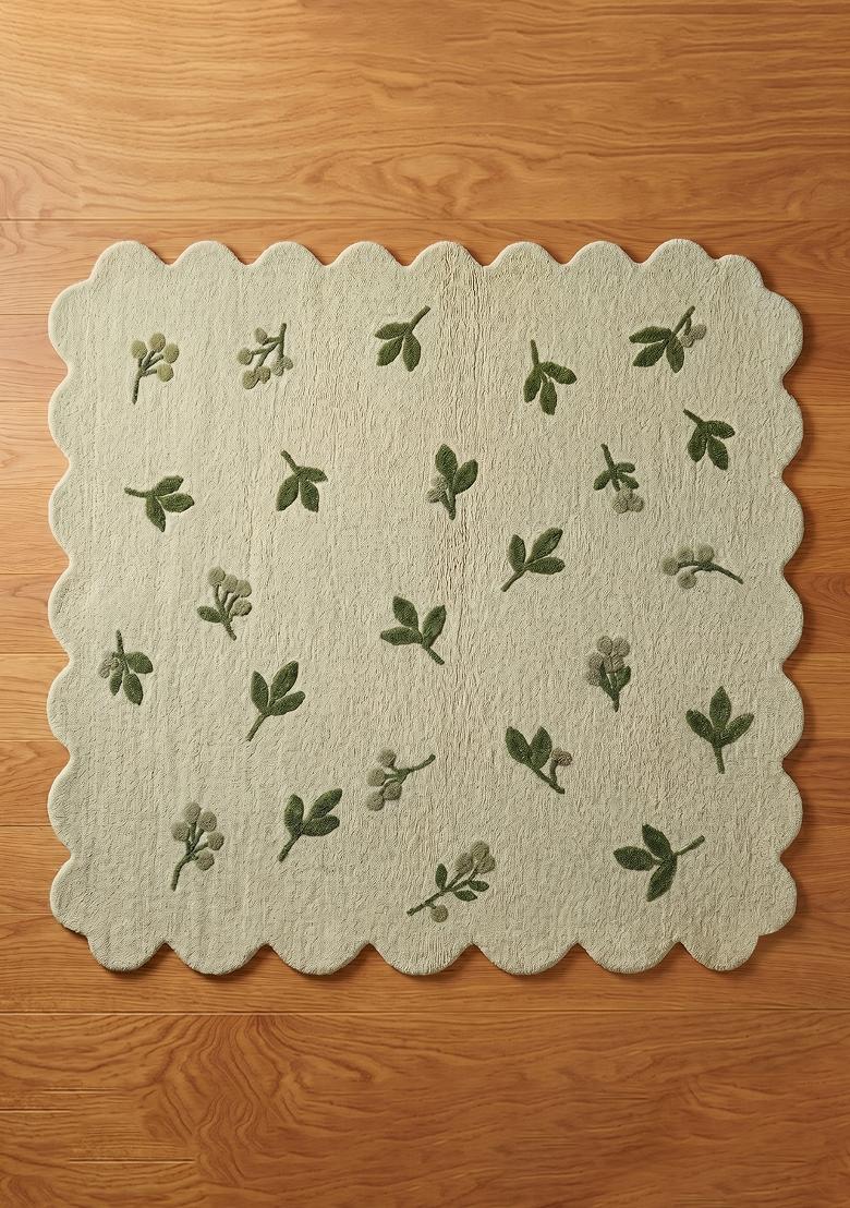 Saffron Rugs Hand Tufted Cream Ivory Floral Cottage Scalloped Wool Area Rug - Indya