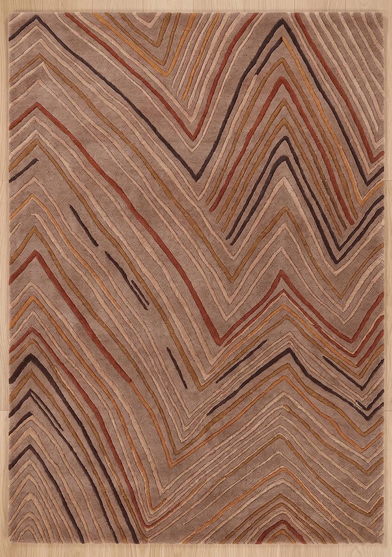 Saffron Rugs Hand Tufted Warm Taupe Brown Chevron Contemporary Rectangular Wool Area Rug - Indya