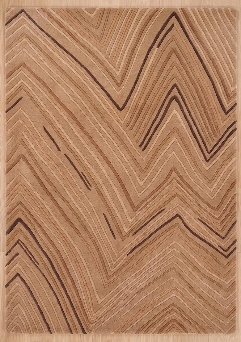 Saffron Rugs Hand Tufted Warm Camel Brown Chevron Contemporary Rectangular Wool Area Rug - Indya