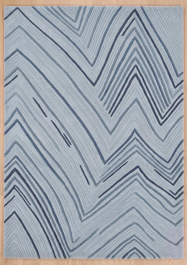 Saffron Rugs Hand Tufted Light Blue Chevron Contemporary Rectangular Wool Area Rug - Indya