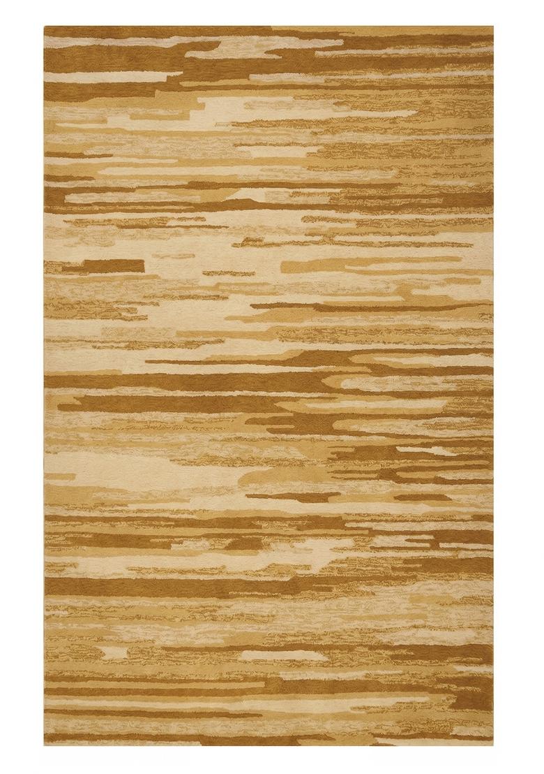 Saffron Rugs Hand Tufted Gold Striped Contemporary Rectangular Wool Area Rug - Indya