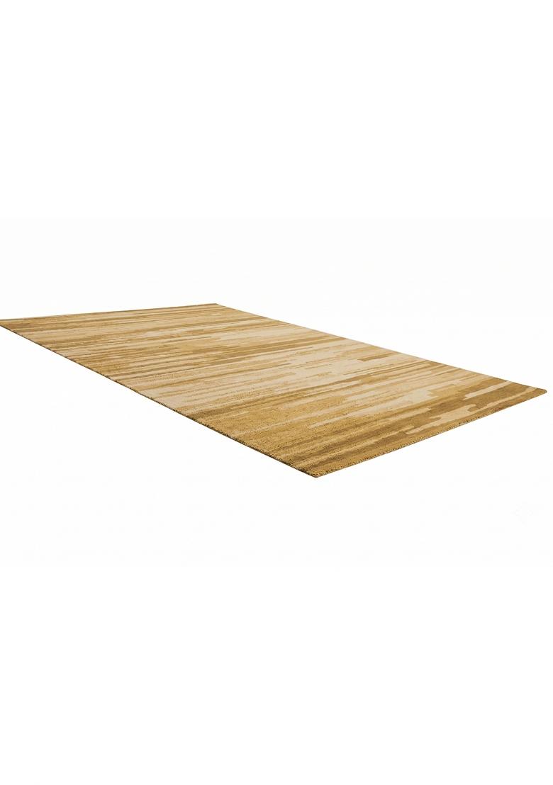 Saffron Rugs Hand Tufted Gold Striped Contemporary Rectangular Wool Area Rug - Indya