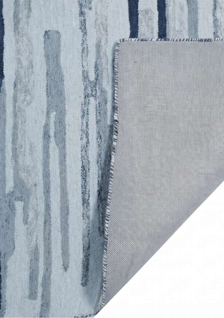 Saffron Rugs Hand-Tufted 100% Wool Area Rug | Steel Blue Rectangular Rug | Cotton Backing | Contemporary Striped Home Decor Carpet for Living Room Bedroom - Indya