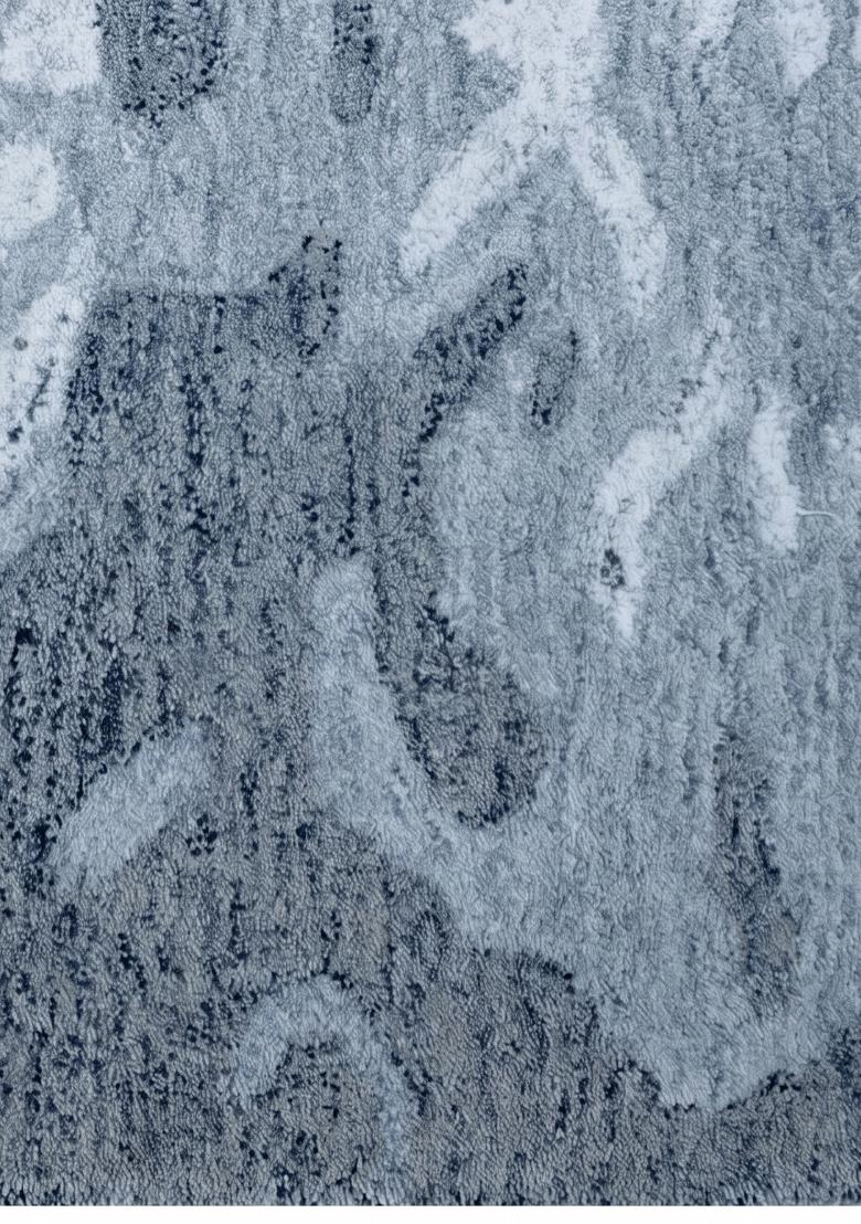 Saffron Rugs Hand Tufted Steel Blue Swirls Contemporary Rectangular Wool Area Rug - Indya