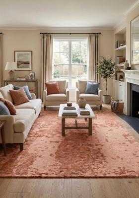 Saffron Rugs Hand Tufted Terracotta Marble Contemporary Rectangular Wool Area Rug