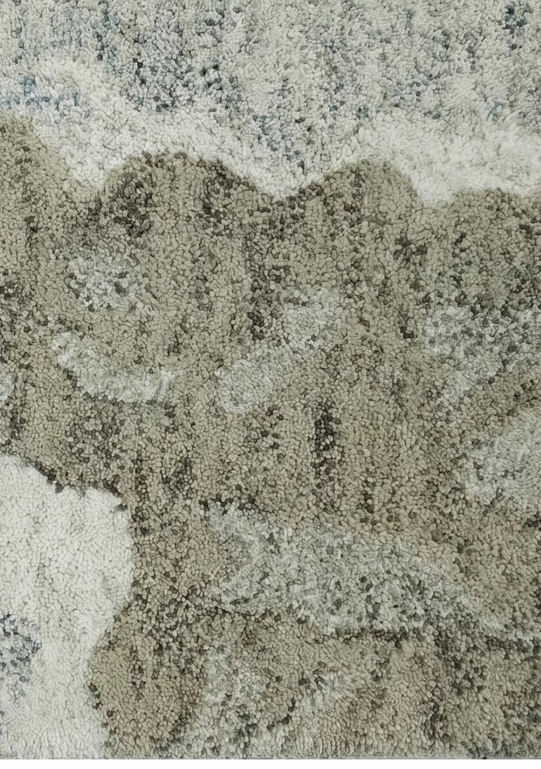 Saffron Rugs Hand Tufted Sage Green Marble Contemporary Rectangular Wool Area Rug - Indya