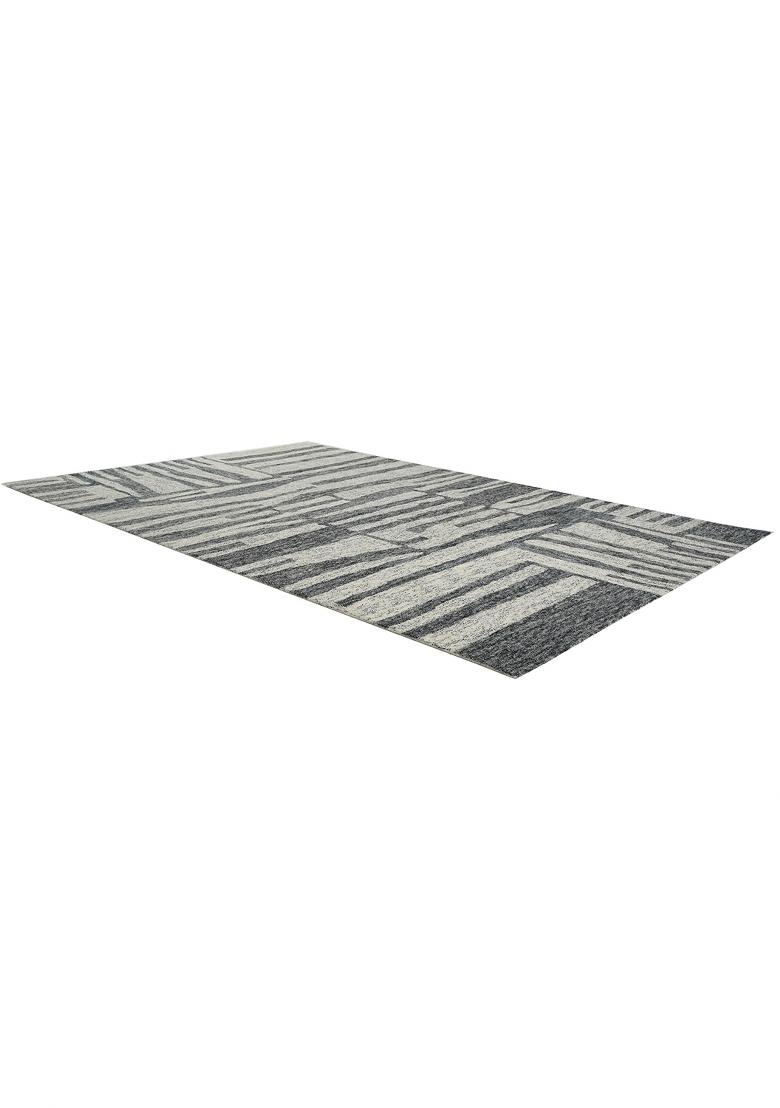 Saffron Rugs Hand Tufted Grey and Cream Geometric Contemporary Rectangular Wool Area Rug - Indya