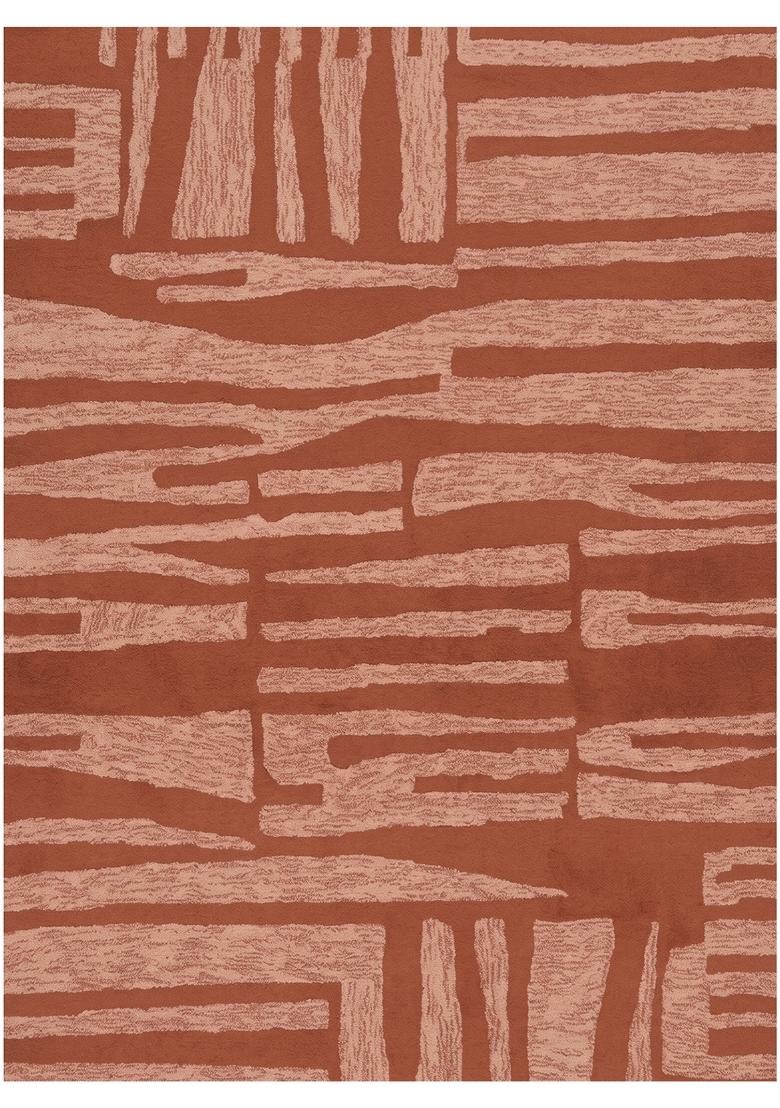 Saffron Rugs Hand Tufted Terracotta Geometric Contemporary Rectangular Wool Area Rug - Indya