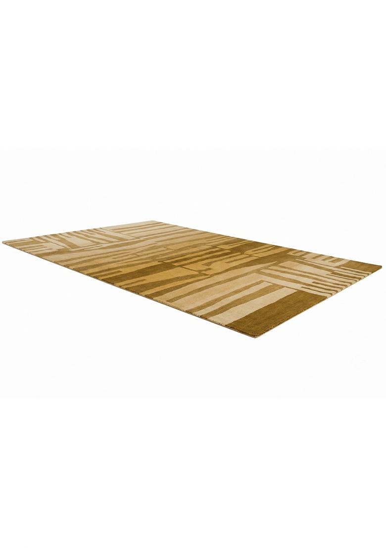 Saffron Rugs Hand Tufted Golden Tan Geometric Contemporary Rectangular Wool Area Rug - Indya