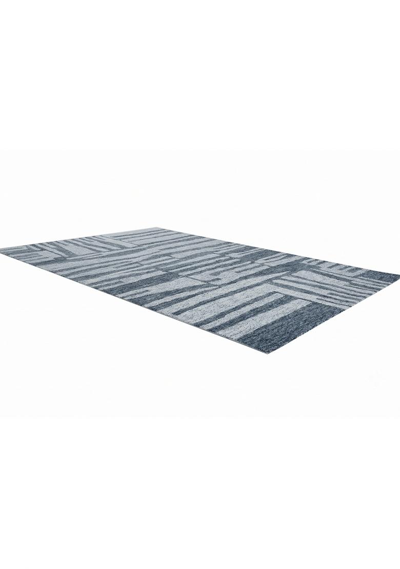 Saffron Rugs Hand Tufted Slate Blue Grey Geometric Contemporary Rectangular Wool Area Rug - Indya