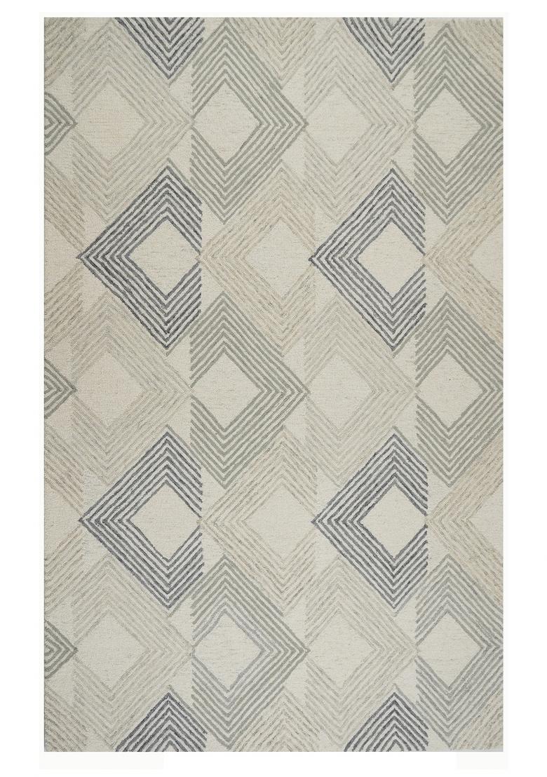 Saffron Rugs Hand Tufted Ivory  Contemporary Rectangular Wool Area Rug - Indya