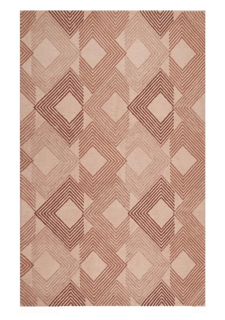 Saffron Rugs Hand Tufted Terracotta Pink  Contemporary Rectangular Wool Area Rug - Indya