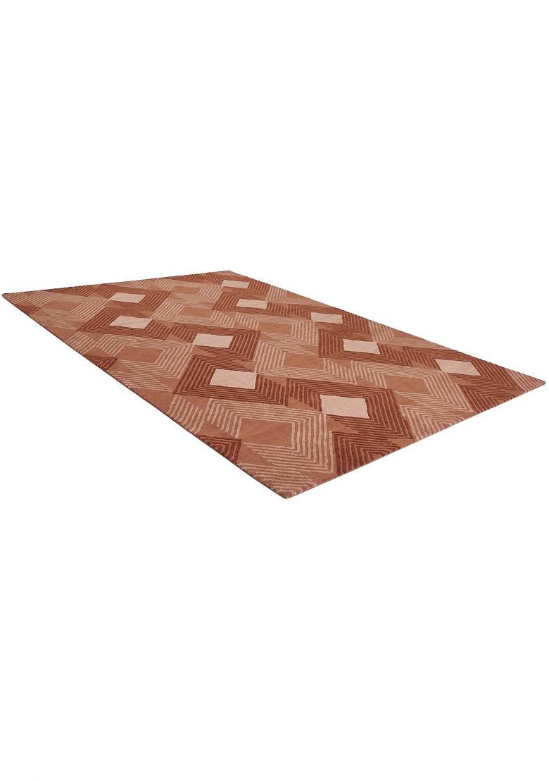 Saffron Rugs Hand Tufted Terracotta Pink  Contemporary Rectangular Wool Area Rug - Indya