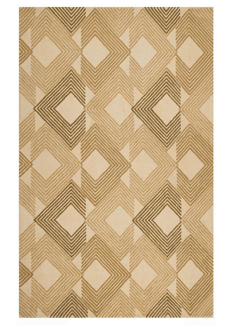 Saffron Rugs Hand Tufted Beige  Contemporary Rectangular Wool Area Rug - Indya