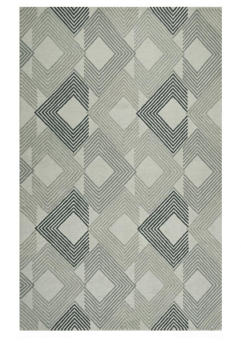 Saffron Rugs Hand Tufted Sage Green  Contemporary Rectangular Wool Area Rug - Indya