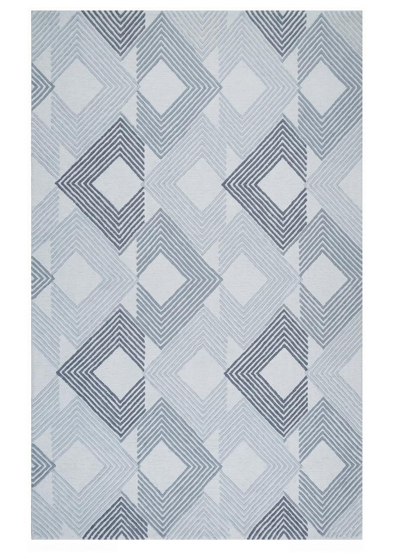 Saffron Rugs Hand Tufted Light Grey Blue  Contemporary Rectangular Wool Area Rug - Indya