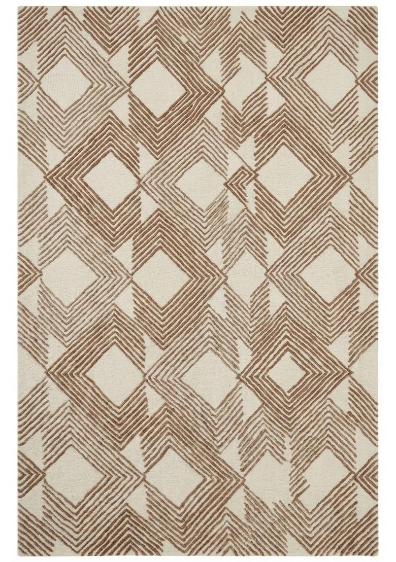 Saffron Rugs Hand Tufted Ivory Brown  Contemporary Rectangular Wool Area Rug - Indya