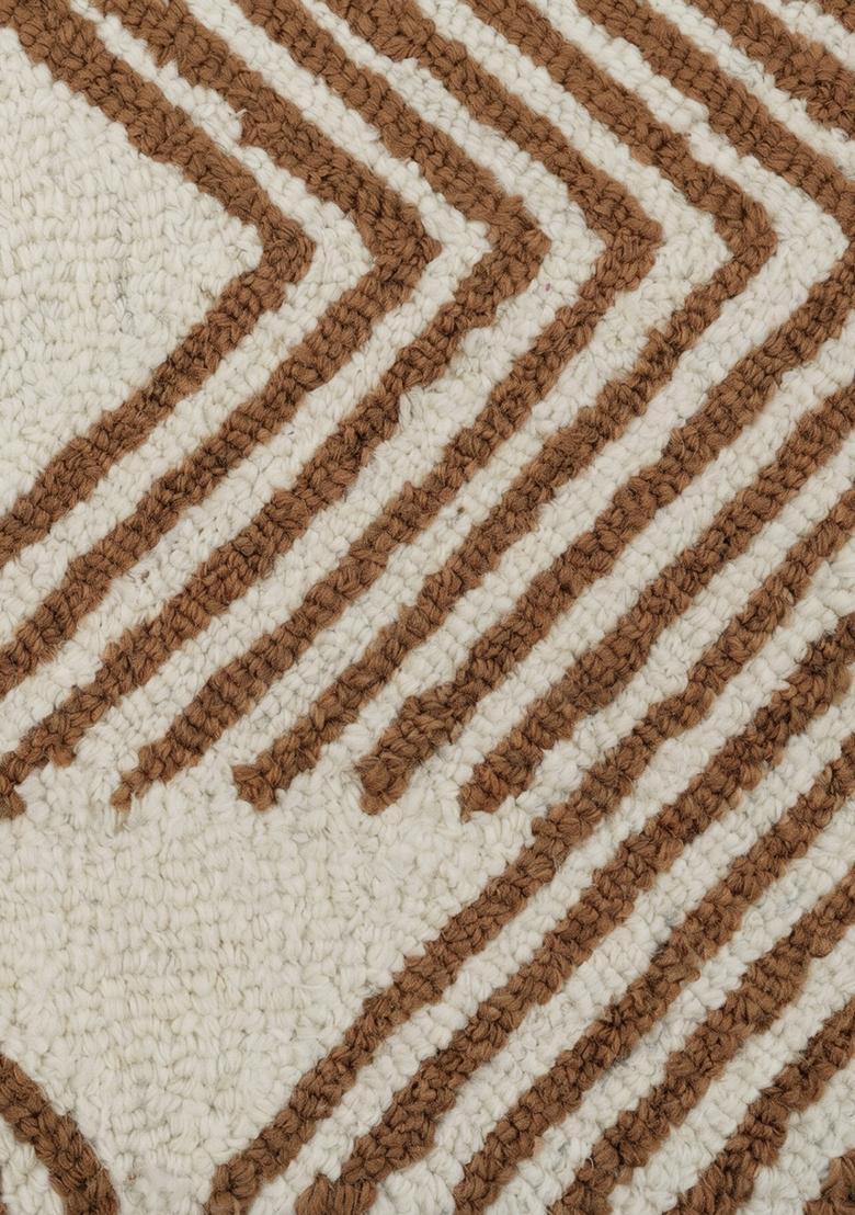 Saffron Rugs Hand Tufted Ivory Brown  Contemporary Rectangular Wool Area Rug - Indya